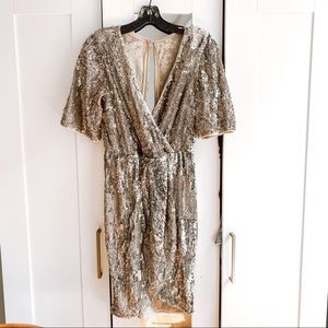 ASOS - Gold/Silver Sequin Keyhole Back Dress US 4